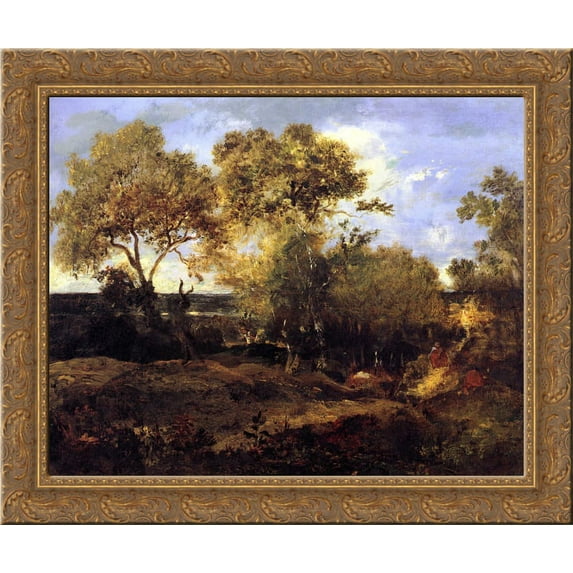 The End of Autumn 24x20 Gold Ornate Wood Framed Canvas Art by Theodore Rousseau