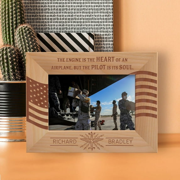 The Engine Is The Heart Of An Airplane, But The Pilot Is Its Soul Personalized Wooden Frame-6" x 4" Brown Horizontal