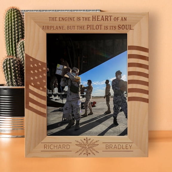 The Engine Is The Heart Of An Airplane, But The Pilot Is Its Soul Personalized Wooden Frame 8" x 10" Brown (Vertical)