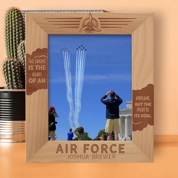 The Engine Is The Heart Of An Airplane But The Pilot Is Its Soul Personalized Wooden Frame 8" x 10" Brown (Vertical)