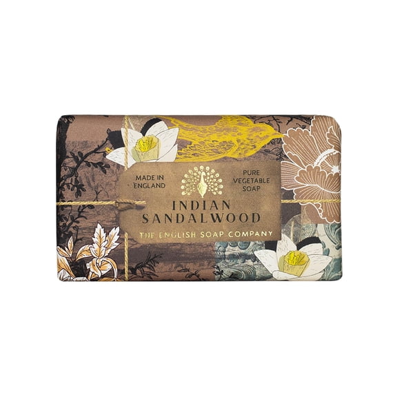The English Soap Company Anniversary Wrapped Soap Bar, Luxury Sandalwood Shea Butter Soap Bar, Indian Sandalwood Scent 190g