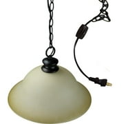 The Entertainer Plug-In Swag 16" Amber Glass Pendant Light with Bronze Chain