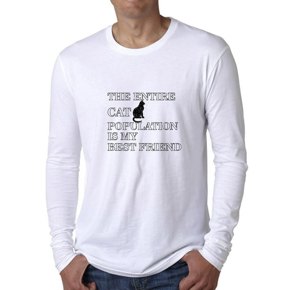 The Entire Cat Population Is My Best Friend - Cat Pet Love Men's Long Sleeve Grey T-Shirt