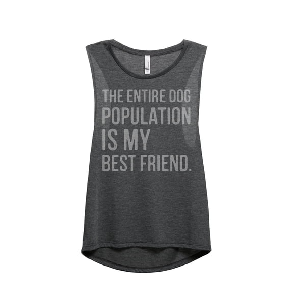 The Entire Dog Population Is My Best Friend Women's Fashion Sleeveless Muscle Tank Top Tee Charcoal