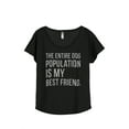 thumbnail image 1 of The Entire Dog Population Is My Best Friend Women's Fashion Slouchy Dolman T-Shirt Tee Heather Black, 1 of 4