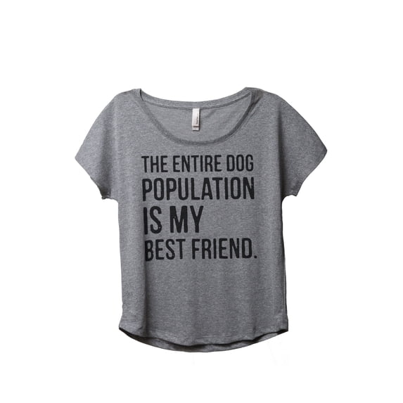 The Entire Dog Population Is My Best Friend Women's Fashion Slouchy Dolman T-Shirt Tee Heather Grey