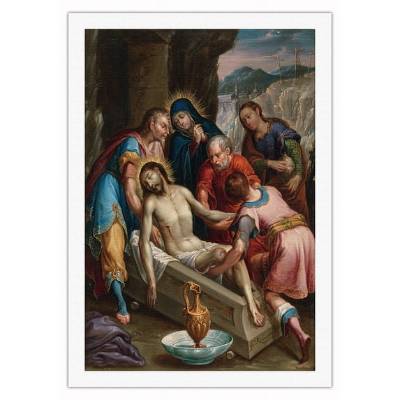 The Entombment of Christ - Vintage Religious Art by Juan Rodríguez Juárez c.1702 - Fine Art Rolled Canvas Print 27in x 40in