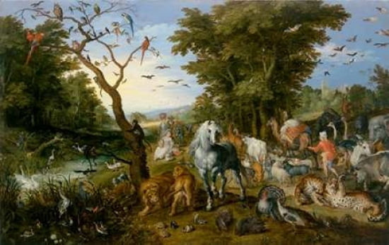 The Entry of the Animals into Noahs Ark Canvas Art - Jan Brueghel the Elder (24 x 36)