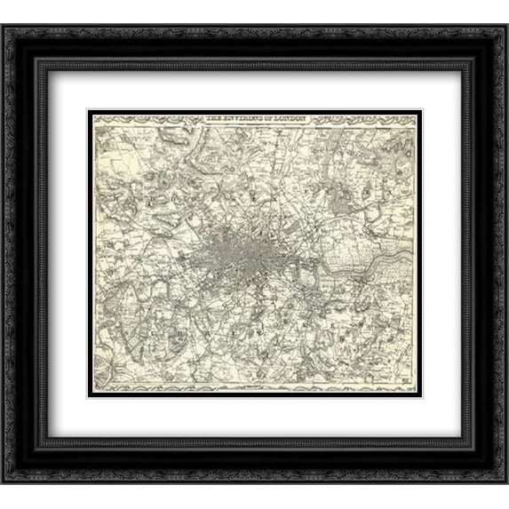 The Environs of London, 1856 2x Matted 22x20 Black Ornate Framed Art Print by Colton, G.W