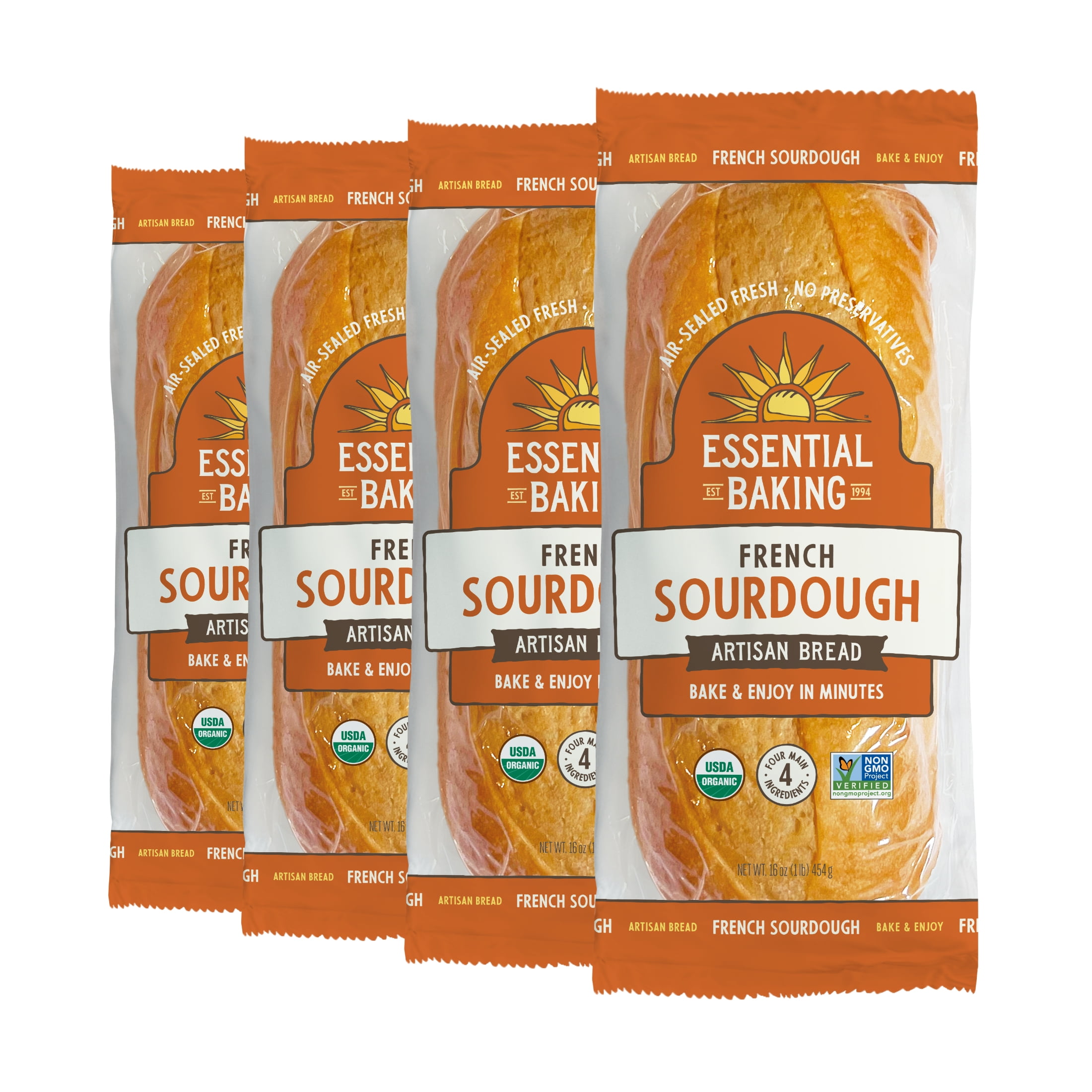 Essential Bake at Home French Sourdough Bread, Certified Organic, 16 oz, 4 Pack