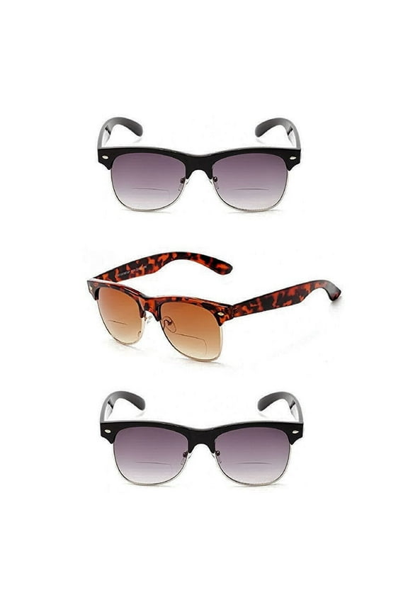 "The Established" 3 Pair of Bifocal Sunglasses - Semi Frame Round Reading Sunglasses