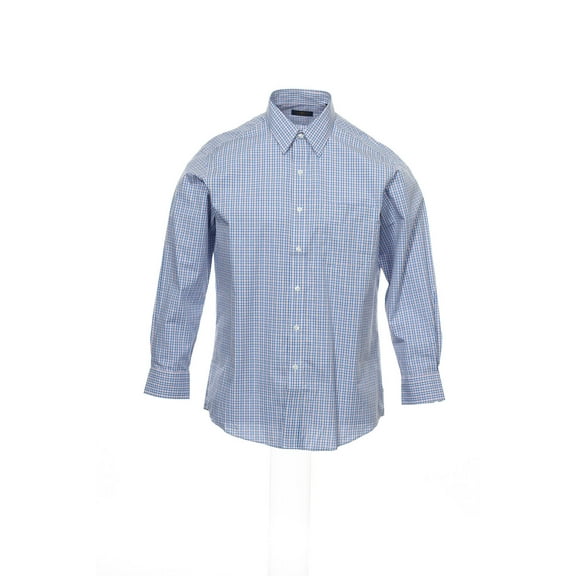 The Estate Dress Shirt by Club Room Blue Plaid Button Down Shirt Sport , Size 17-32_33