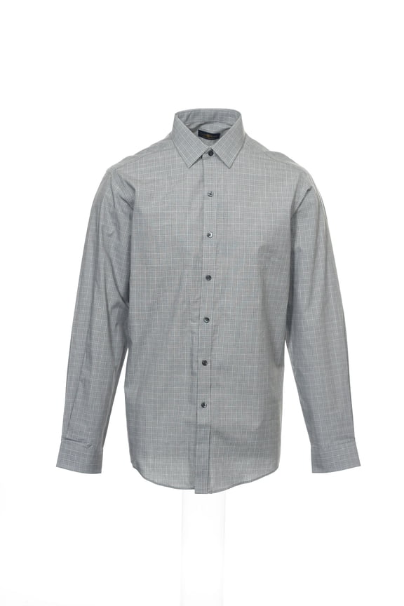 The Estate Dress Shirt by Club Room Gray Plaid Button Down Shirt Sport , Size 15.5-34_35