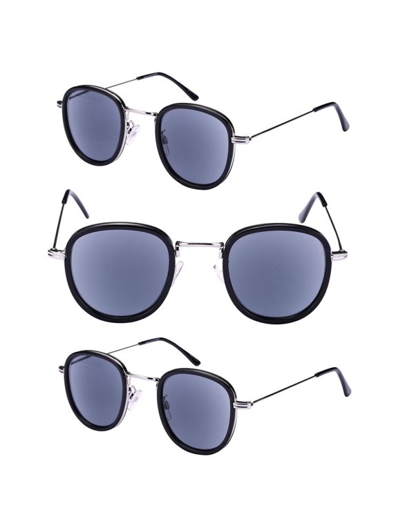 "The Esteemed" 3 Pair of Reading Sunglasses (Non Bifocal) Full Lens Sun Readers - Silver/Silver - 2.25