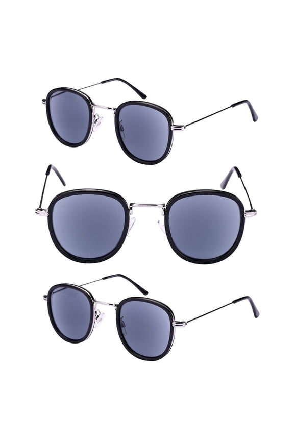 "The Esteemed" 3 Pair of Reading Sunglasses (Non Bifocal) Full Lens Sun Readers - Silver/Silver - 3.50