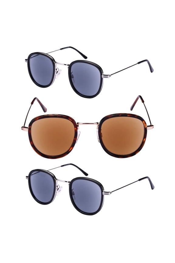 "The Esteemed" 3 Pair of Reading Sunglasses (Non Bifocal) Full Lens Sun Readers - Silver/Tortoise - 1.25