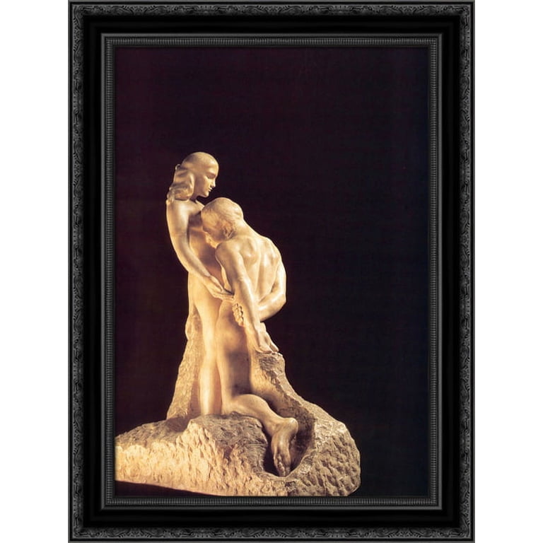 アート・デザイン・音楽 Auguste Rodin WALL DECOR The Eternal Idol 20x24 Black Ornate Wood Framed Canvas Art by