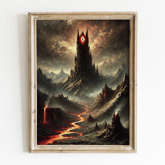 The Evil Eye of Dark Landscape Dark Fantasy Wall Art Power Ring Poster, Unframed Canvas 24x36in