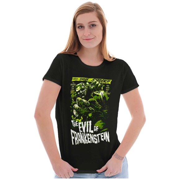 The Evil of Frankenstein Movie Poster Womens Slim Fit Graphic Tee Brisco Brands X