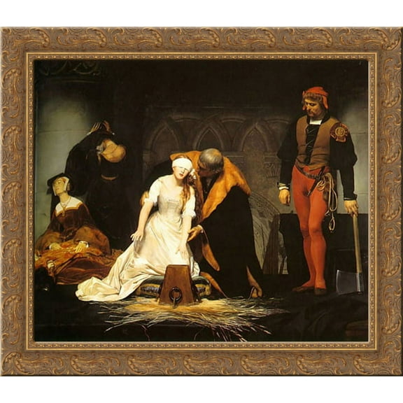 The Execution of Lady Jane Grey 22x20 Gold Ornate Wood Framed Canvas Art by Delaroche, Paul