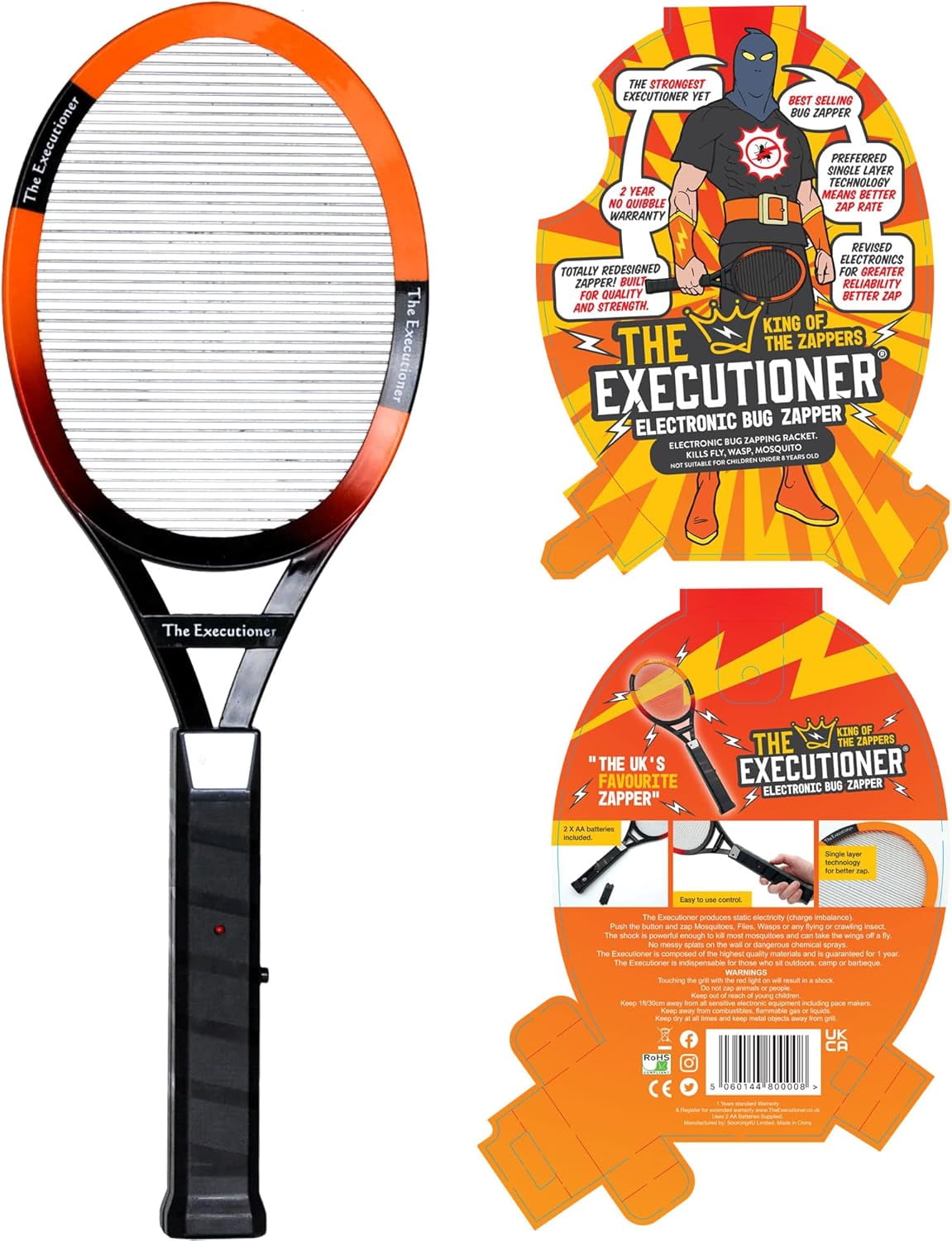The Executioner Fly Swatter Racket Mosquito Bug Zapper 1-Pack 50cm Long