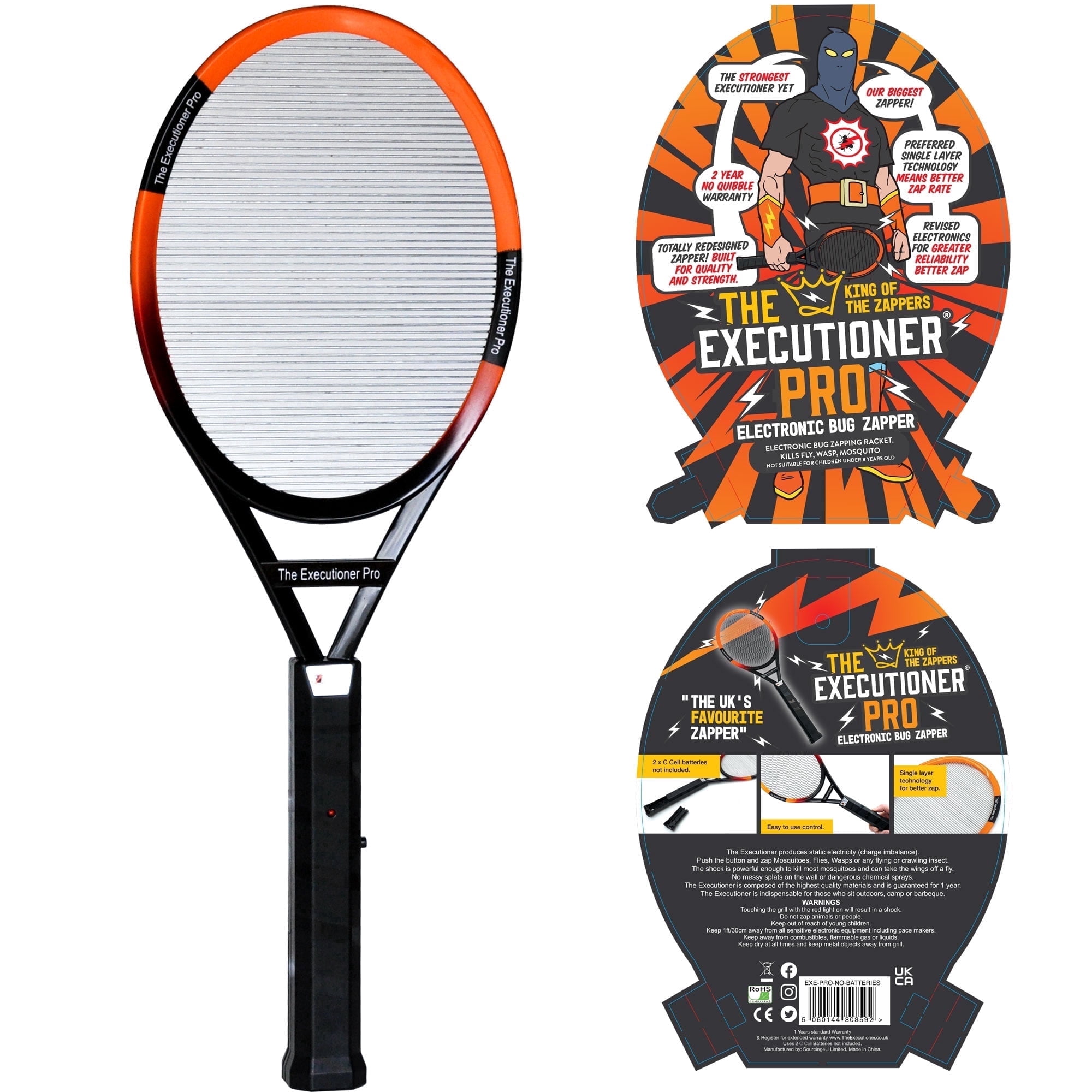 The Executioner Pro Fly Swatter Racket Mosquito Bug Zapper 55cm Long