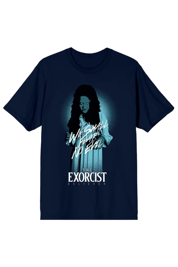 The Exorcist: Believer Regan MacNeil We Shall Fear No Evil Men's Navy Blue Short Sleeve Tee-Small