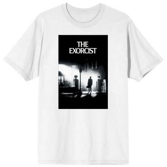 The Exorcist Black and White Movie Poster Women's White Graphic Tee-Medium