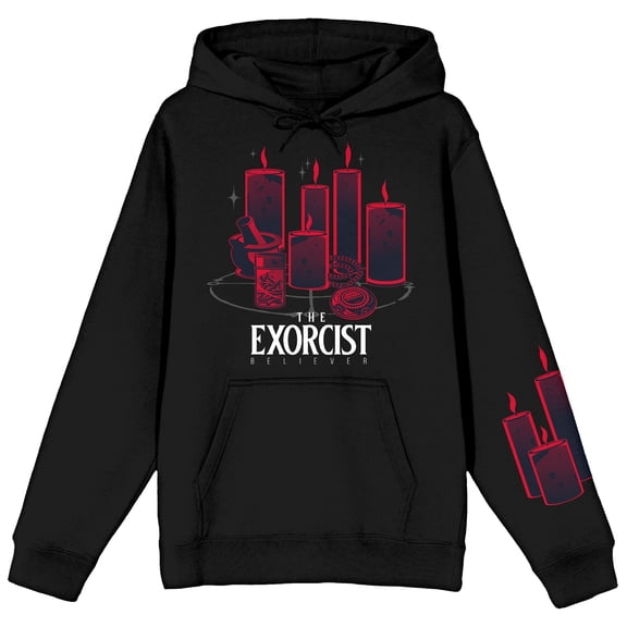 The Exorcist Candle Design Long Sleeve Black Adult Hooded Sweatshirt-4XL