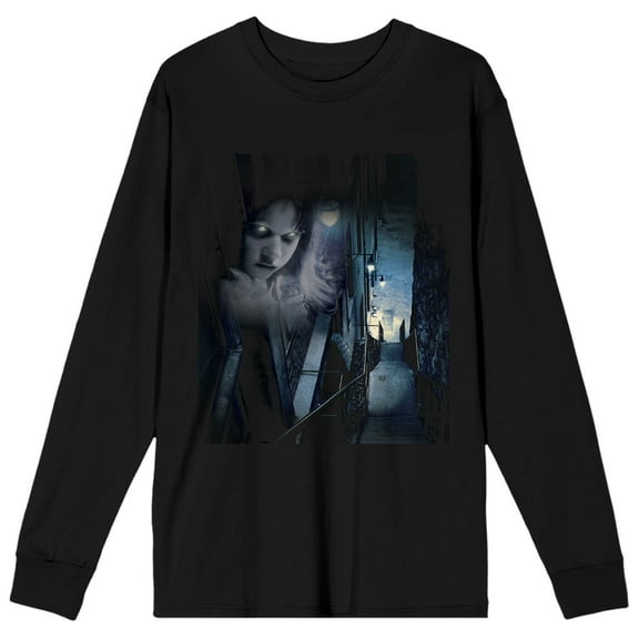 The Exorcist Dark Stairway Men's Black Long Sleeve Shirt-Medium
