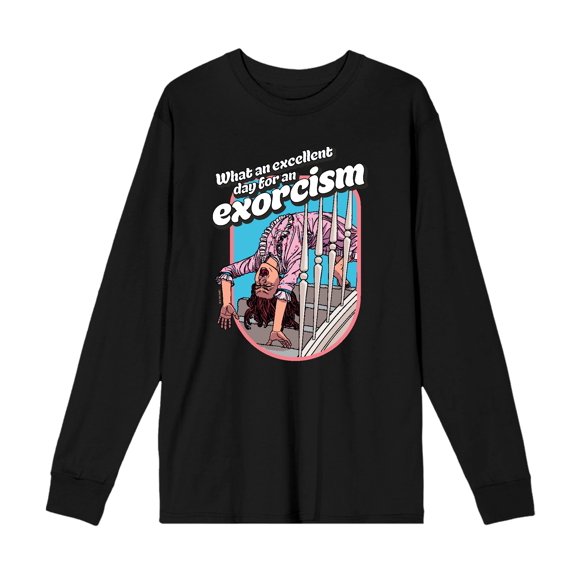 The Exorcist Excellent Day For An Exorcism Adult Black Crew Neck Long Sleeve Tee-Medium