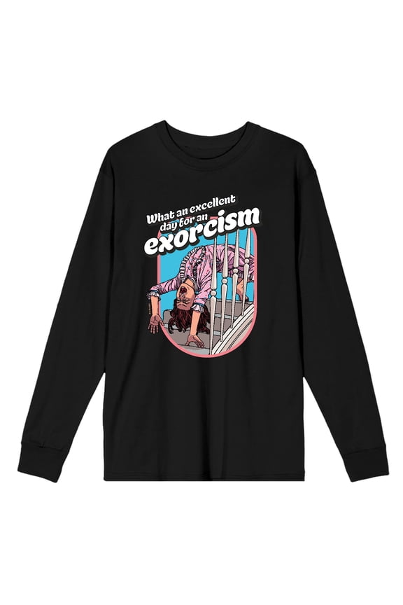 The Exorcist Excellent Day For An Exorcism Adult Black Crew Neck Long Sleeve Tee-XS