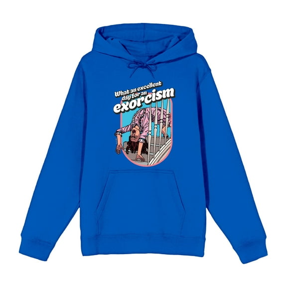The Exorcist Excellent Day For An Exorcism Adult Blue Long Sleeve Hoodie-Large