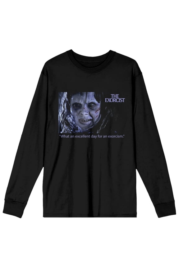 The Exorcist Excellent Day For An Exorcism Crew Neck Long Sleeve Women's Black Tee-XXL