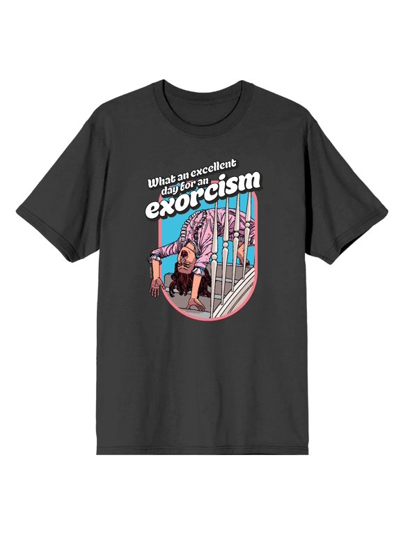 The Exorcist Excellent Day For An Exorcism Men's Charcoal Crew Neck Short Sleeve Tee-Large