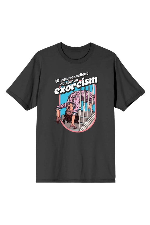 The Exorcist Excellent Day For An Exorcism Men's Charcoal Crew Neck Short Sleeve Tee-XL