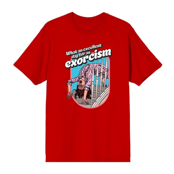 The Exorcist Excellent Day For An Exorcism Men's Red Crew Neck Short Sleeve Tee-Large