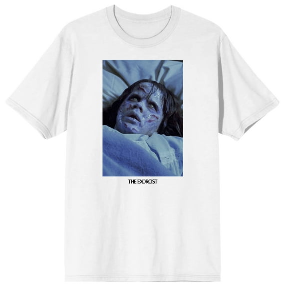 The Exorcist Possessed Regan MacNeil Mother, What's Wrong With Me? Adult White Short Sleeve Crew Neck Tee-3XL