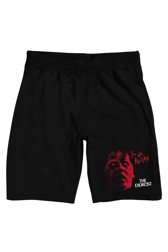 The Exorcist Red Regan Graphic Men's Black Sleep Pajama Shorts-Medium