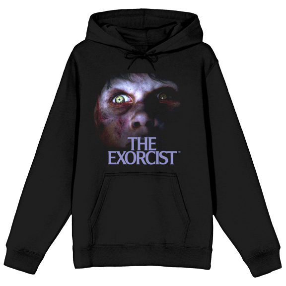 The Exorcist Scary Face Long Sleeve Women's Black Hooded Sweatshirt-Small