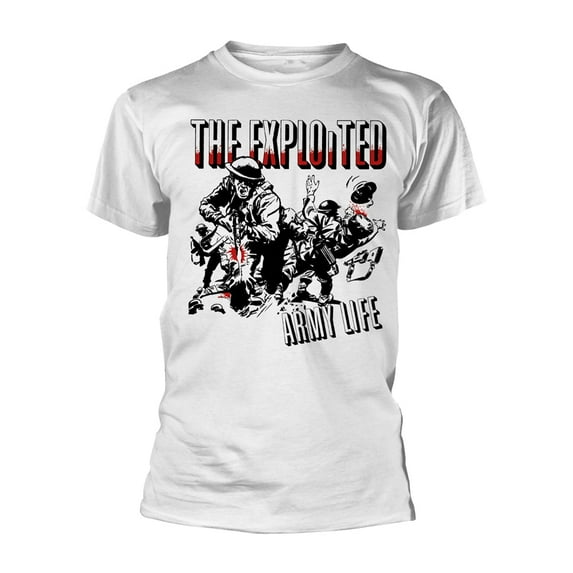 The Exploited T Shirt Army Life Band Logo new Official Mens White