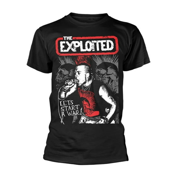The Exploited T Shirt Lets Start a War distressed logo new Official Mens Black