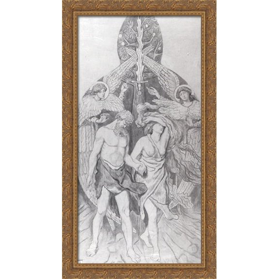 The Expulsion From Eden 22x40 Large Gold Ornate Wood Framed Canvas Art by Ford Madox Brown