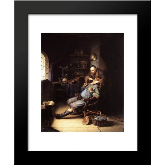 The Extraction of Tooth 20x24 Framed Art Print by Gerrit Dou