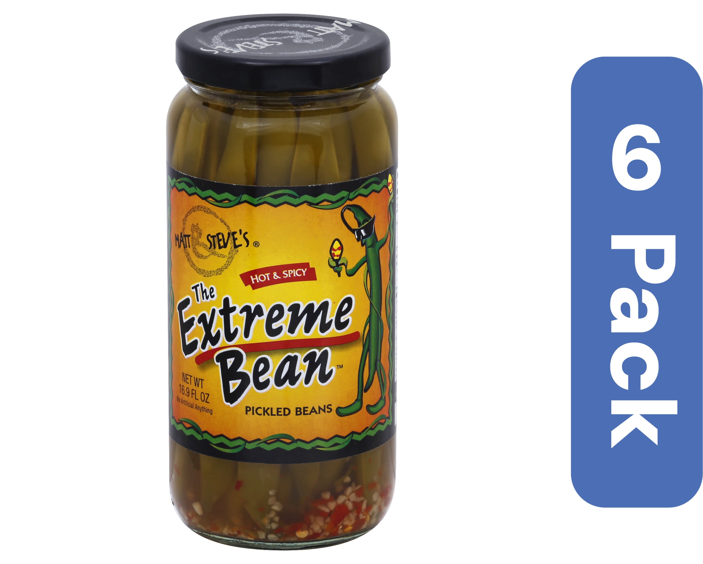 The Extreme Bean Hot & Spicy Pickled Beans 16 oz (Pack of 6)