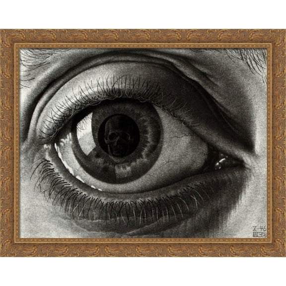 The Eye 36x28 Large Gold Ornate Wood Framed Canvas Art by M.C. Escher