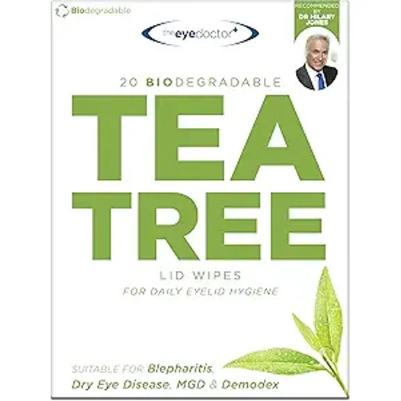 The Eye Doctor Tea Tree Oil Eyelid Wipes x20- - Eyelid Wipes For Blepharitis, MGD, Dry Eye & Demodex - Eyelid Cleanser - Lid Scrub For Eyes - Eyelid Scrub