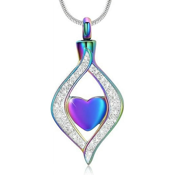 The Eye of My Heart Cremation Urn Necklace Keepsake / Human & Pet Paw Print Urn Necklace Dog/Cat Paw Memorial Urn Jewelry