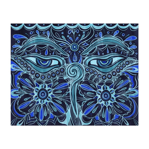 The Eyes of Buddha - Digital Art Psychedelic Abstract Surrealism Floral Geometric Pattern Modern Art Unframed Wall Art Print 6 x 8 inches