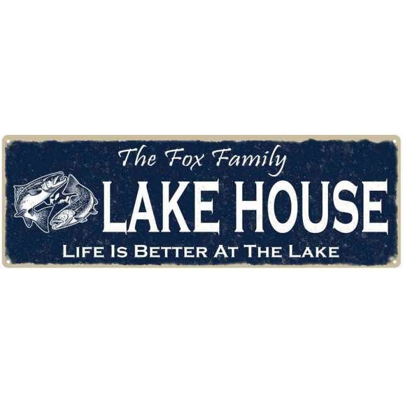 The FOX Family Lake House Sign 6x18 Metal Fishing Cabin Decor 106180101167